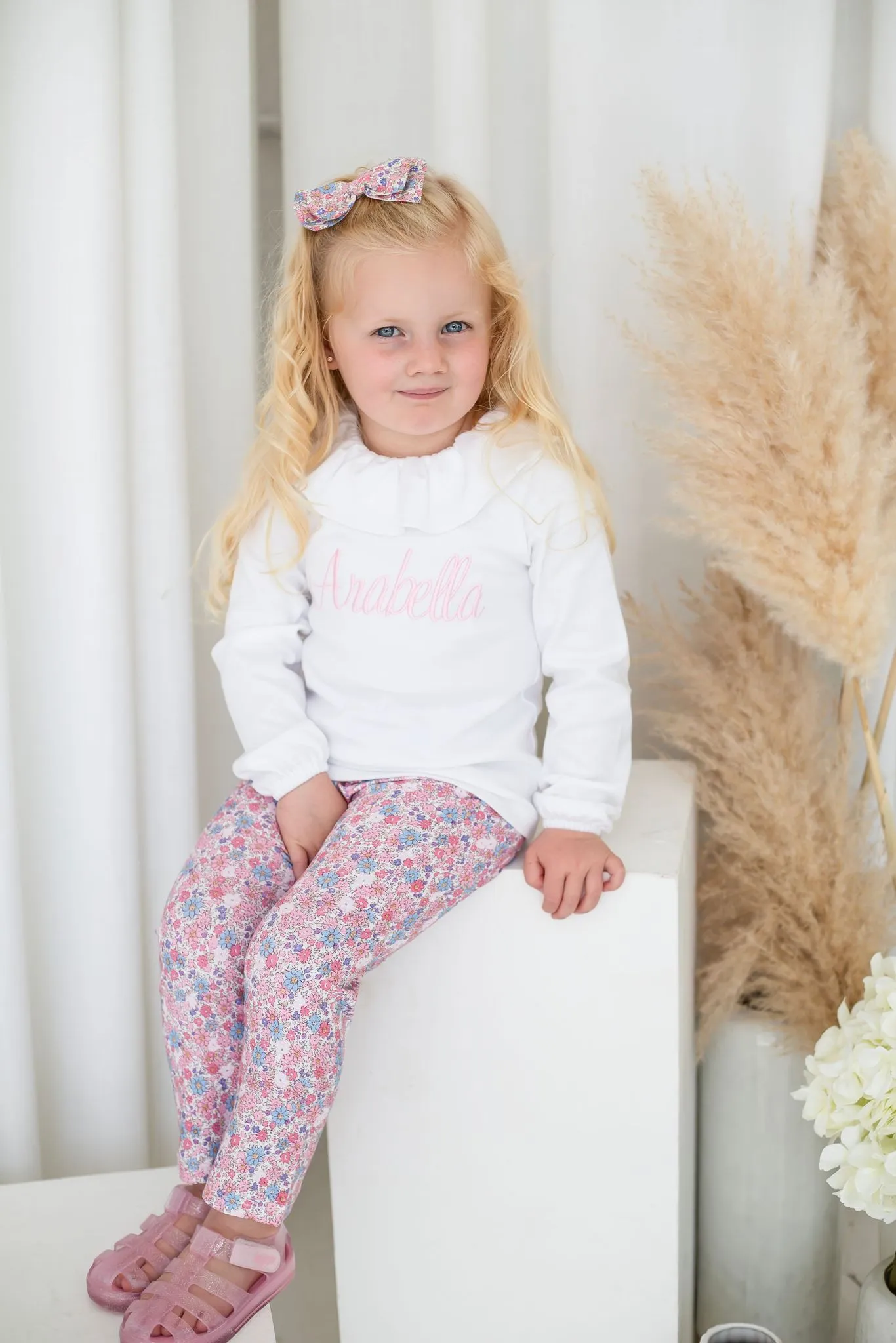 Girls Blue Ditsy Print Leggings