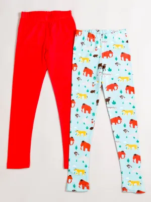 Girls Pack Of 2 Cotton Ankle-Length Leggings