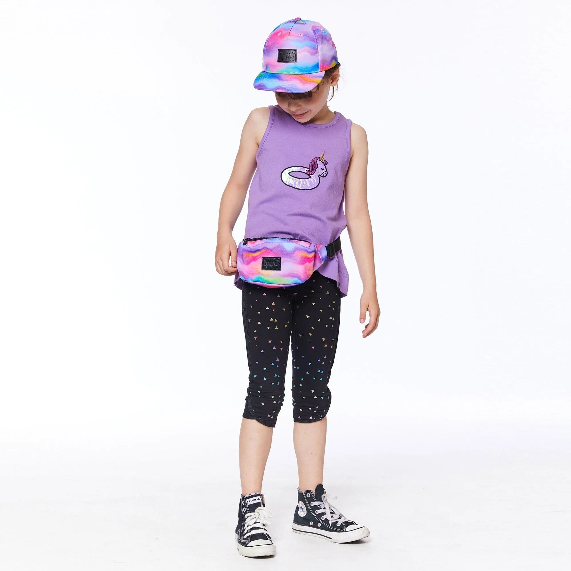 Long Tank Top With Iridescent Applique Purple
