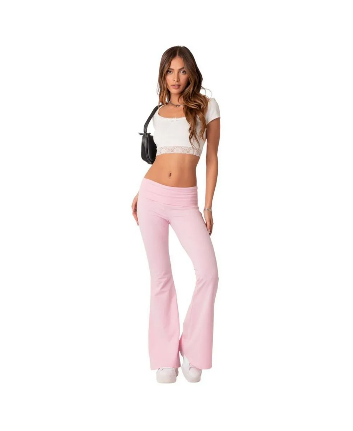 Naomi Edikted Women's Flared Leggings, Pink